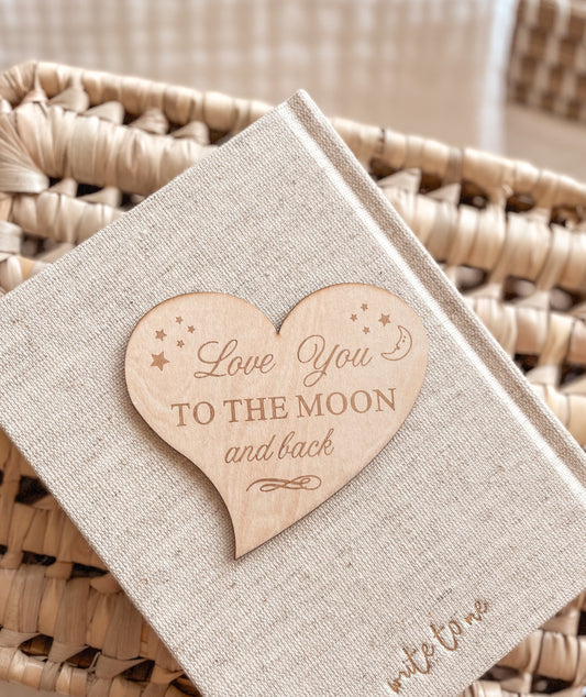 Love you to the moon | Heart Wooden Plaque