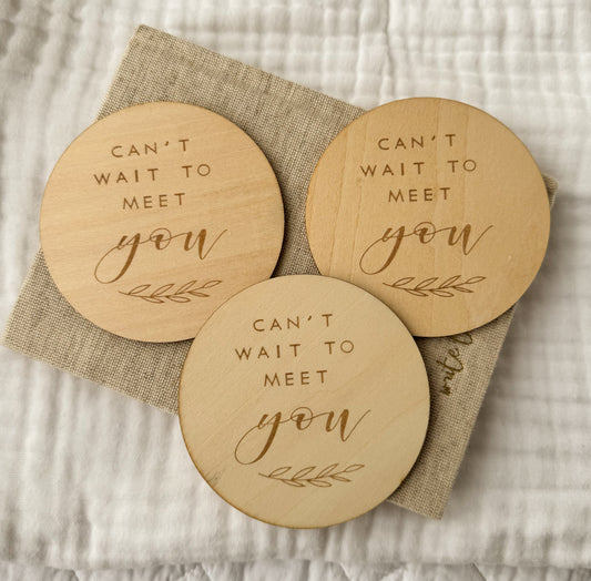 'Seconds' Can't wait to meet you - Wooden Milestone Plaque (Includes 1)