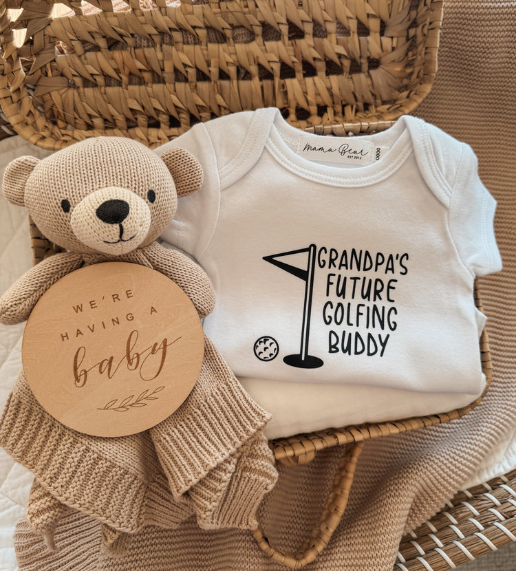 CUSTOMISABLE Future Golfing Buddy - Pregnancy Baby Announcement Onesie