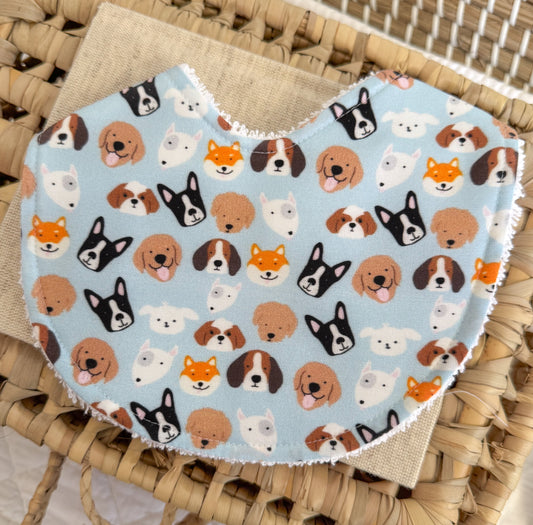 Baby Bib | Puppy Dog Faces Blue