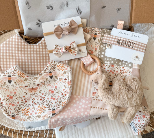 Personalised Baby Girl Gift Hamper | Blush Pink Camel