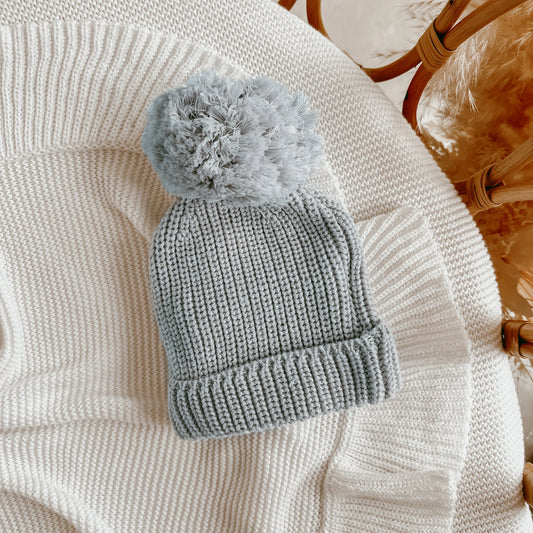 Mini Knit Baby Beanie | Powder Blue