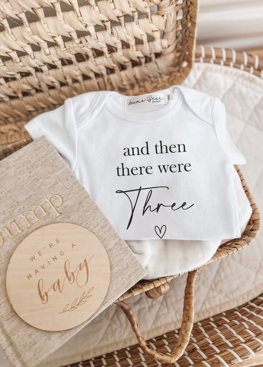 And then there were 3 - Pregnancy Announcement Onesie