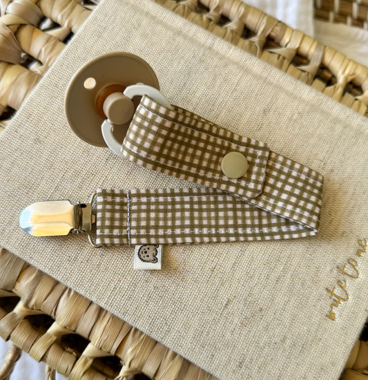 Olive mini gingham fabric dummy chain