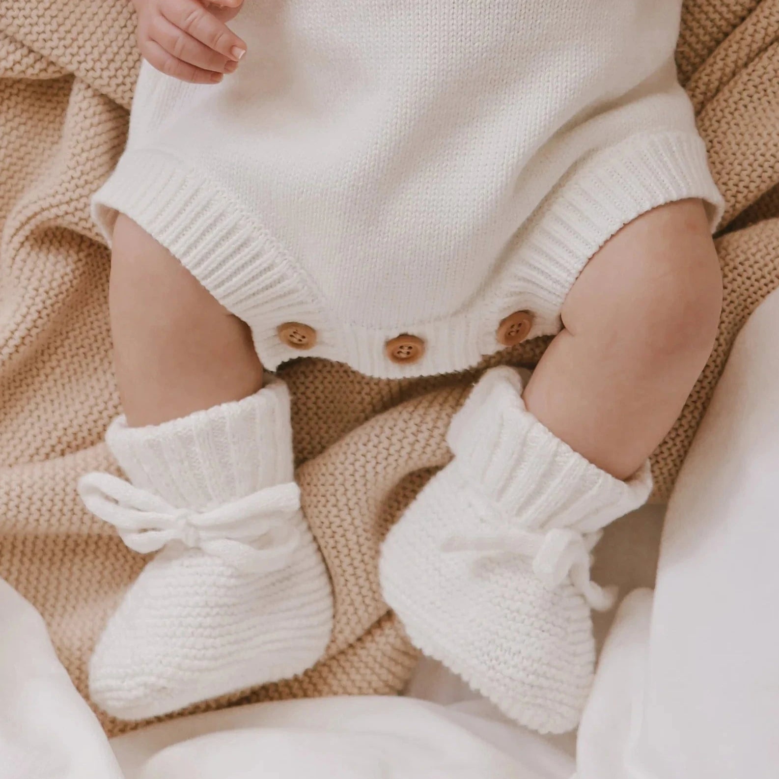 Mini Knit Baby Booties | Milk White
