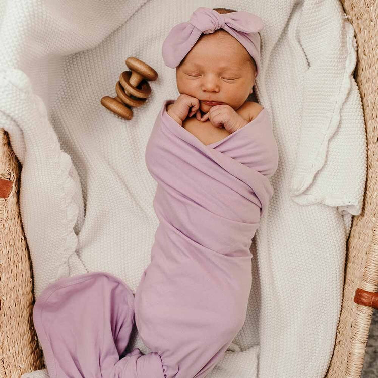 Lilac Purple | Baby Jersey Wrap & Topknot Set