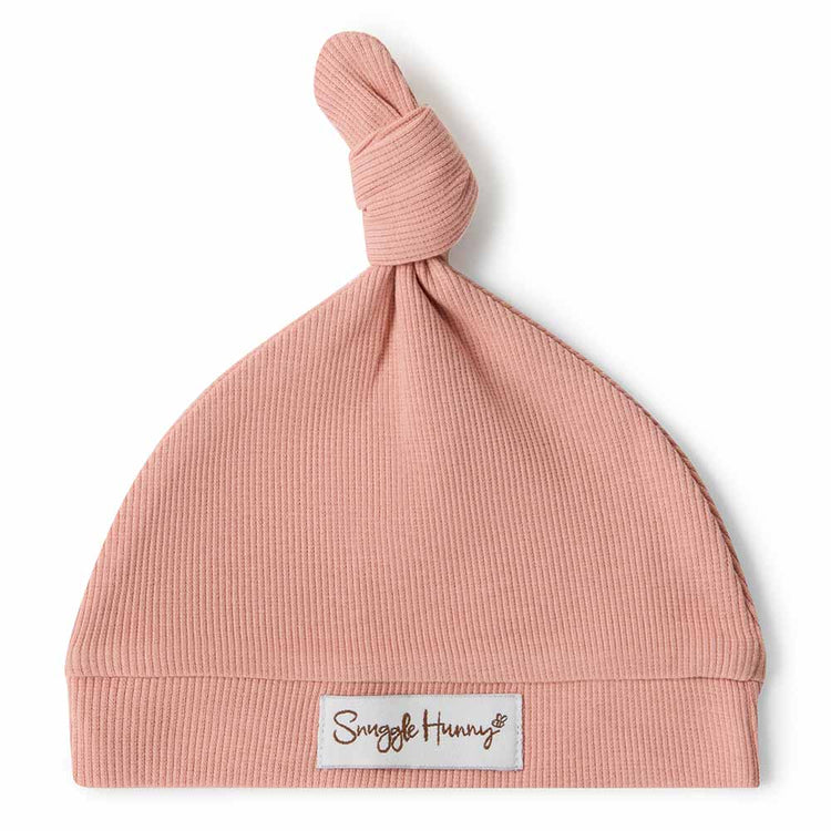 Rose Ribbed Knotted Beanie