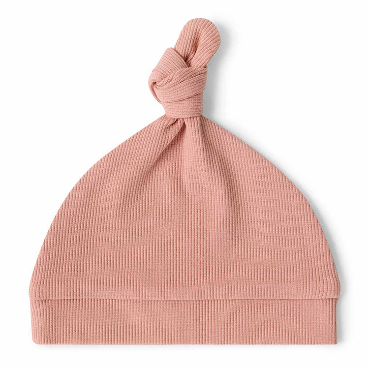Rose Ribbed Knotted Beanie