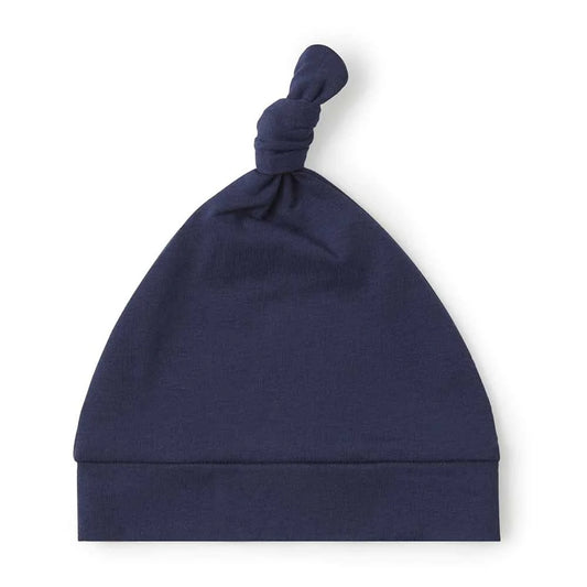 Navy Organic Knotted Baby Beanie