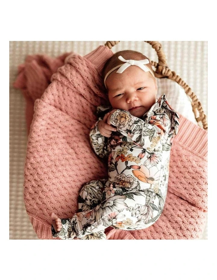 Baby Girl Pink Floral Growsuit Australiana | Snuggle Hunny