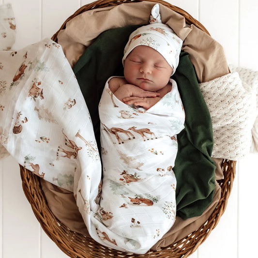 Baby Muslin Wrap - Woodland Tales | Snuggle Hunny