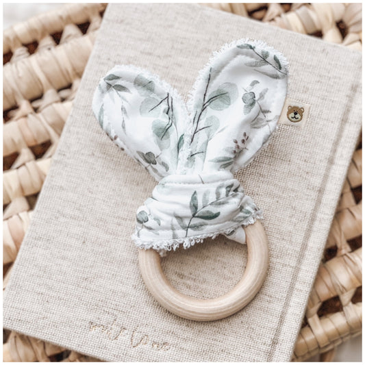 Natural wood & Bunny Ear Teething Ring - Botanica