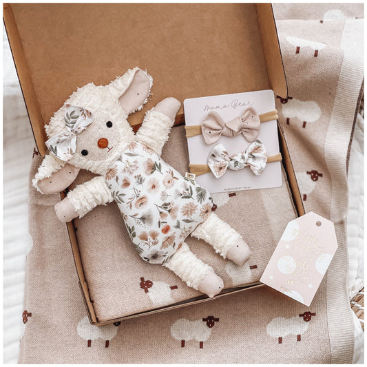 Chenille Lamb & Blanket Giftbox | Floral Woodland