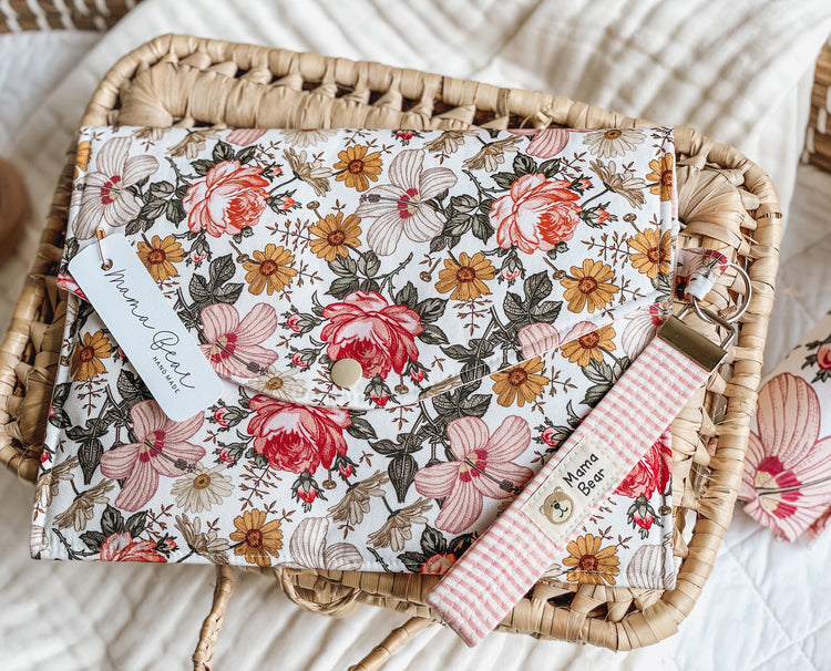 Nappy Wallet (with Zip Pocket) - Floral Bouquet