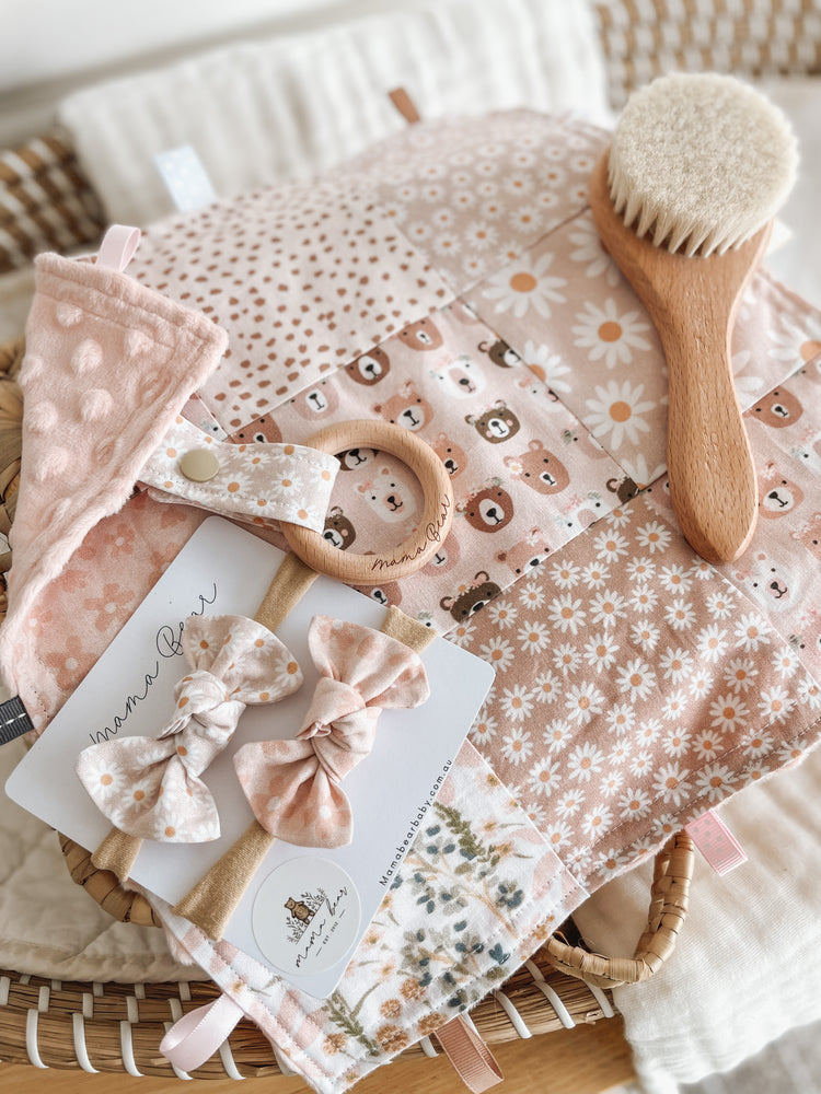 Baby Girl Gift | Taggie Blankie, hairbows & brush Set