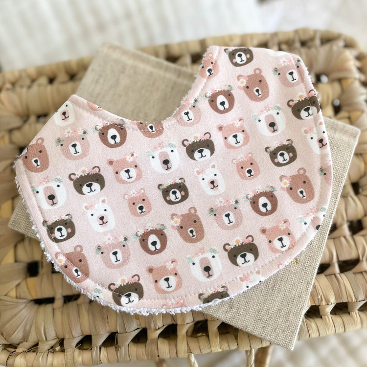 Bib  - Floral Bear (Blush)