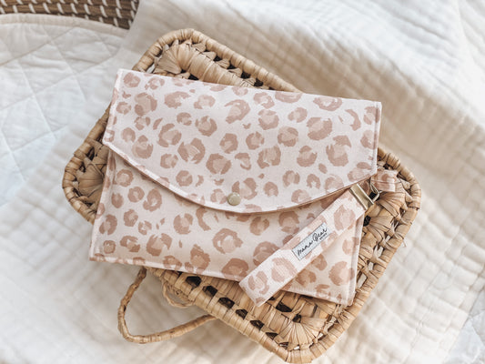 Nappy Wallet (with Zip Pocket) - Pastel Pink Leopard