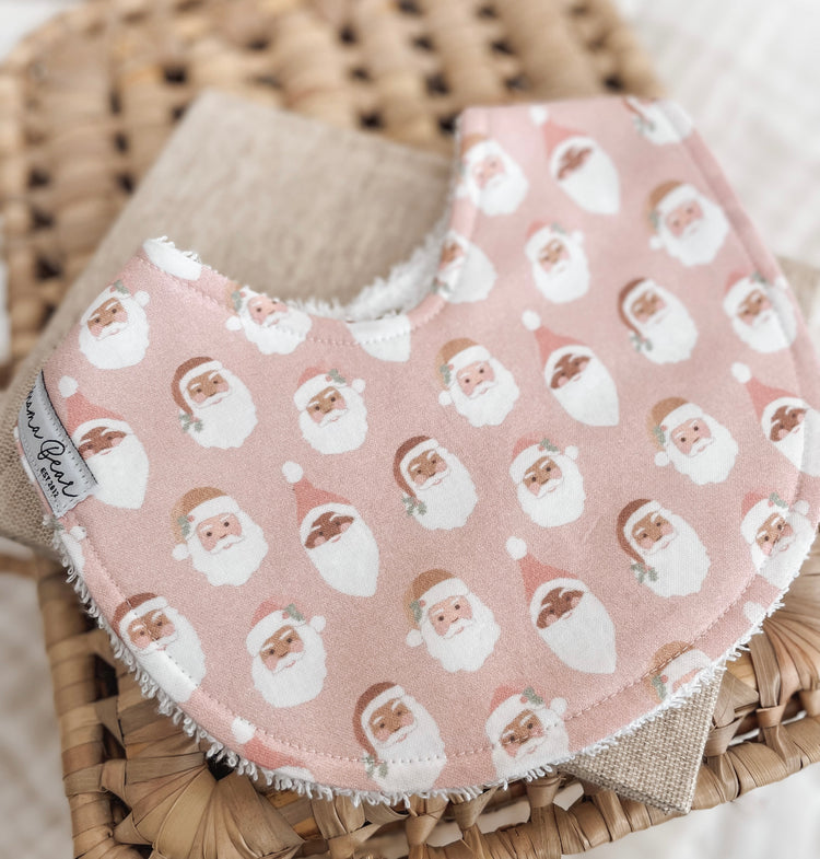 Bib - Pastel Pink Santa