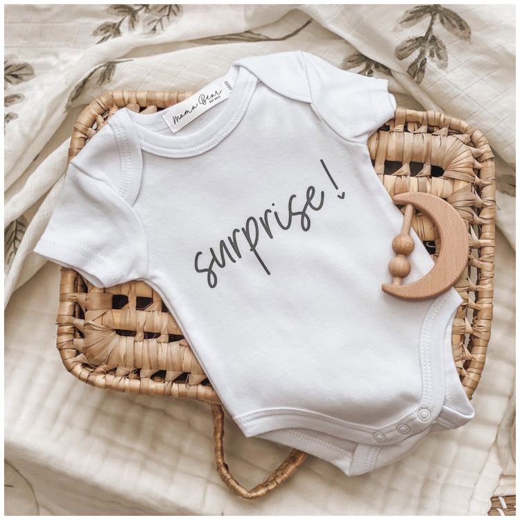 Pregnancy Announcement Baby Onesie | Surprise!