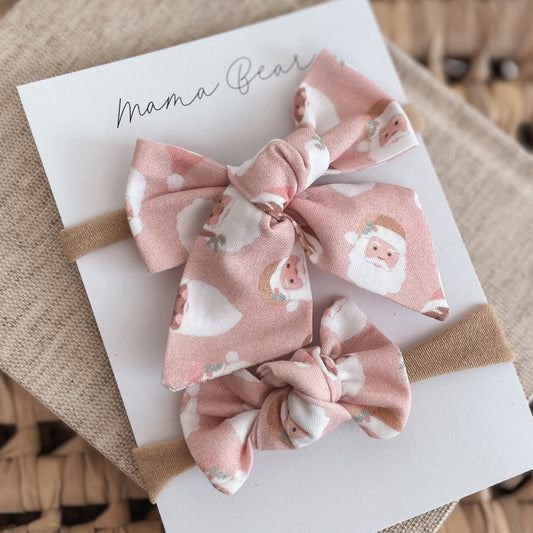 Baby Hairbow - Pastel Pink Santa