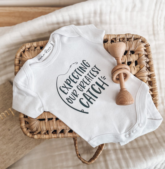 Fishing Baby Announcement Onesie - Expecting Our Greatest Catch