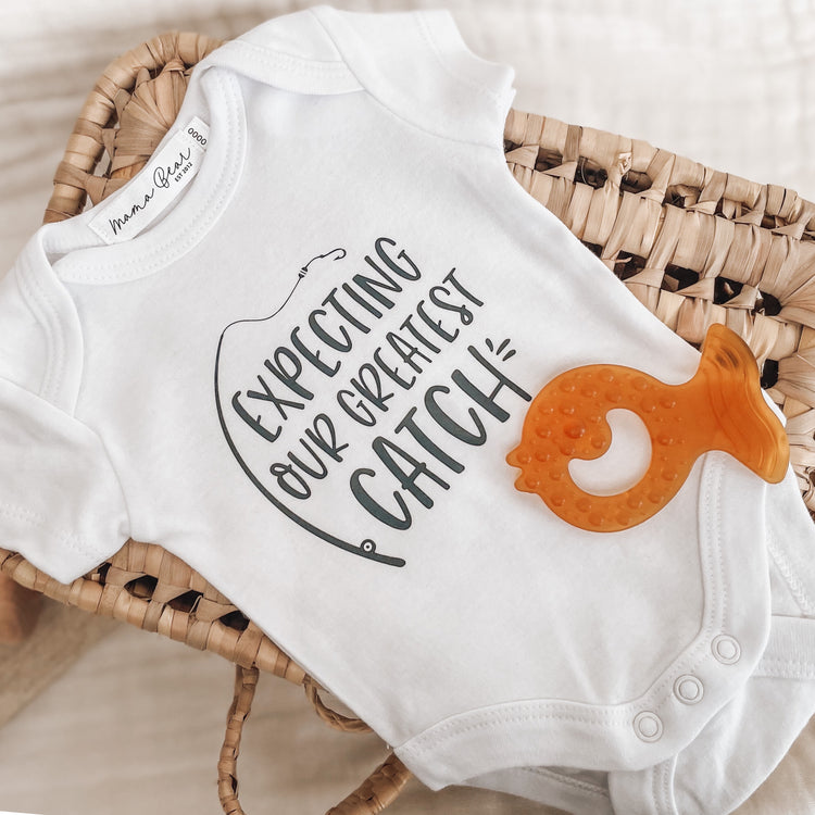 Pregnancy Baby Announcement Onesie - Expecting Our Greatest Catch