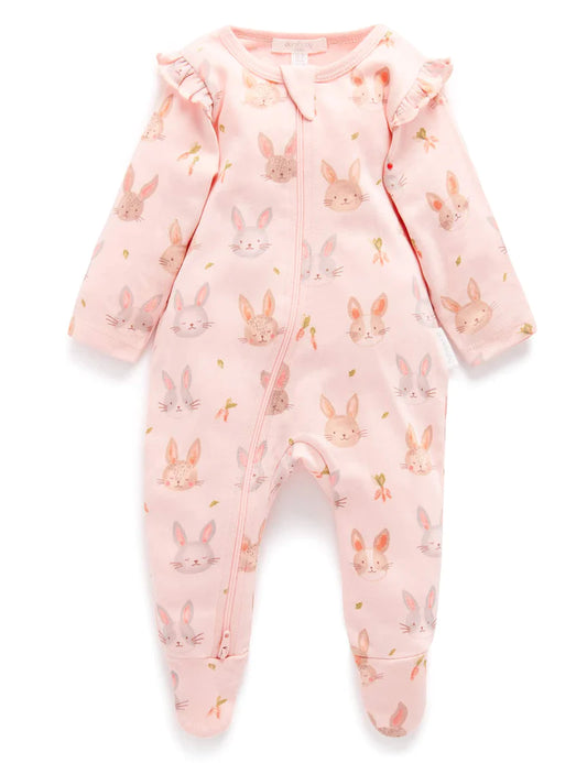 Bunny Friends Zip Growsuit | Pink
