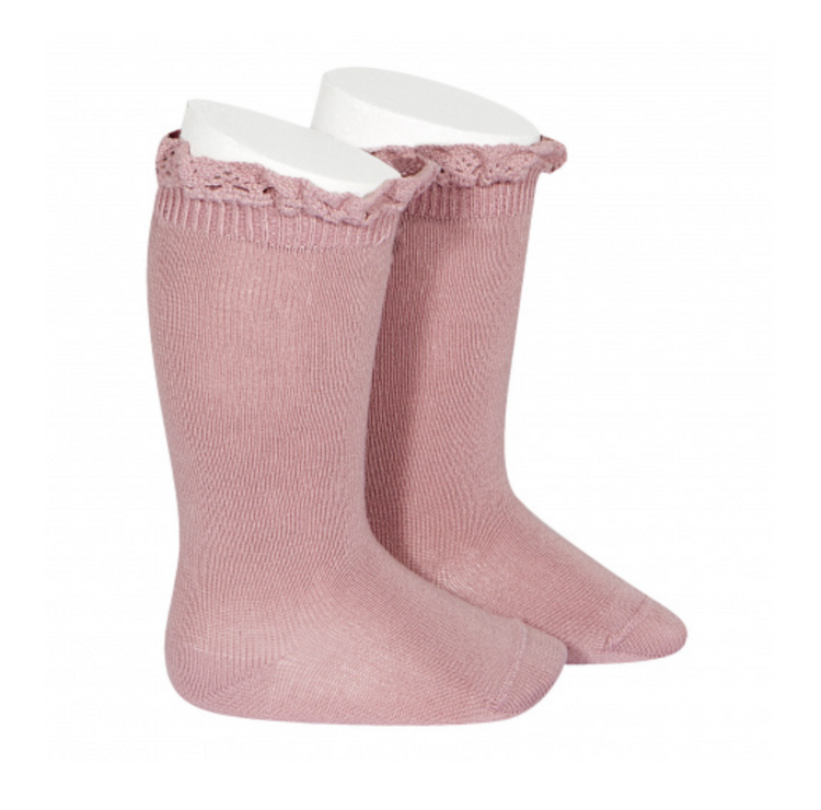 Knee Socks with Lace Edging Cuff | Condor