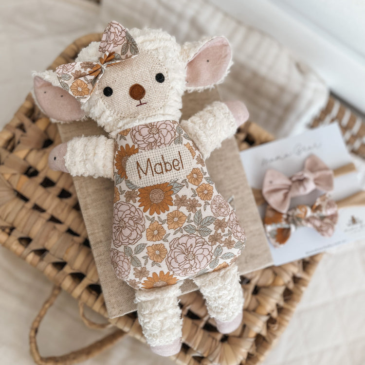 Handmade personalised baby snuggly toy 
