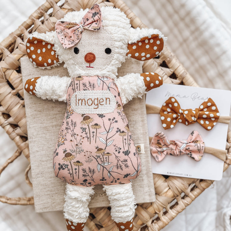 Handmade Baby Girl Gift Personalised Lamb | Blush Bee
